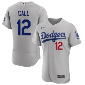 Gray Game Alex Call #12 Men The Dodgers Jerseys 357917-554