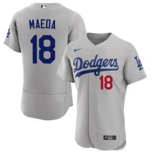 Gray Game Men's Los Doyers #18 Kenta Maeda Jerseys 340839-851