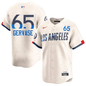 Cream #65 Paul Gervase The Dodgers Men Embroidery Jersey 491535-637