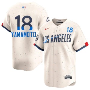 Cream Mens #18 Player Yoshinobu Yamamoto L.A. Dodgers Jersey 950722-274