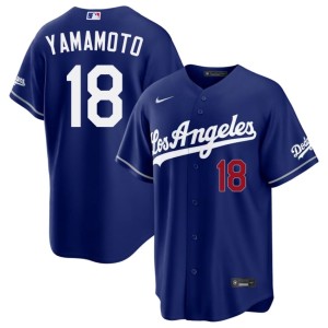 Royal Yoshinobu Yamamoto Stitched #18 Mens LA Dodgers Jersey 793303-478
