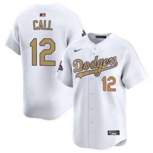 White #12 2026 Gold Collection Alex Call Popular Los Angeles Dodgers Men's Jersey 176839-700