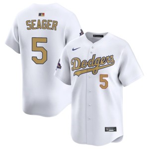 White #5 Limited The Dodgers Men's Corey Seager 2026 Gold Collection Jersey 999903-124