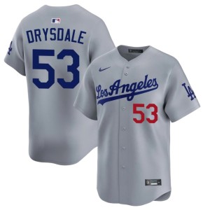Grey Replica Men's #53 Dodgers Don Drysdale Jerseys 788199-701