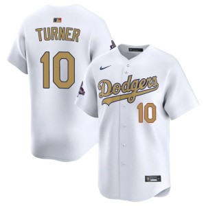 White Player LA Dodgers 2026 Gold Collection #10 Men Justin Turner Jersey 513868-362