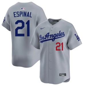 Grey #21 Santiago Espinal L.A. Dodgers Limited Mens Jerseys 613927-507