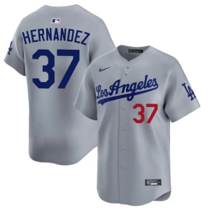 Grey Teoscar Hernandez Limited #37 Men Dodgers Jerseys 684477-991