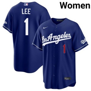 Royal Replica #1 LA Dodgers Brandon Lee Women Jerseys 986855-425
