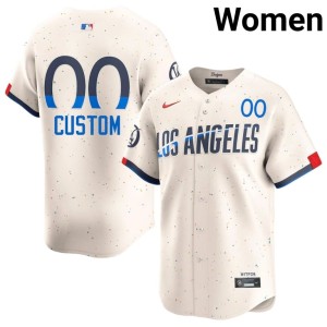 Cream Womens Popular #00 Custom L.A. Dodgers Jersey 710671-459