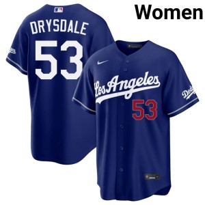 Royal LA Don Drysdale #53 Women Player Jersey 655426-634
