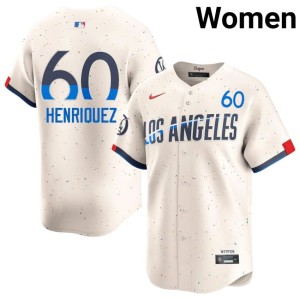 Cream Edgardo Henriquez #60 LA Dodgers Popular Women Jerseys 687441-450