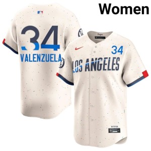 Cream #34 Fernando Valenzuela Player LA Dodgers Women's Jersey 347208-486
