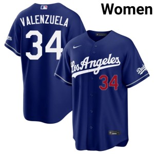 Royal LA Dodgers Fernando Valenzuela Women's Game #34 Jerseys 547966-834