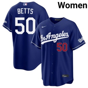 Royal LA Dodgers #50 Mookie Betts Womens Game Jersey 869702-609