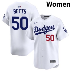 White Authentic #50 Los Doyers Mookie Betts Women's Jersey 217514-780