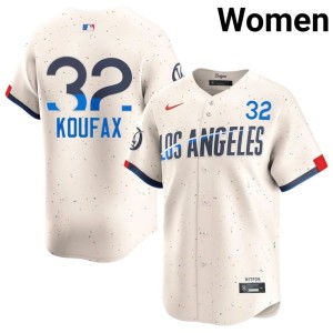 Cream Limited Sandy Koufax Women #32 Los Angeles Jerseys 982600-232