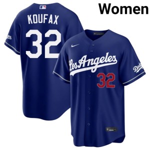 Royal L.A. Dodgers Women's Embroidery #32 Sandy Koufax Jersey 831293-546