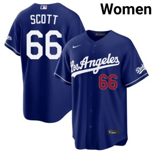 Royal LAD MLB #66 Tanner Scott Womens Jerseys 209750-278