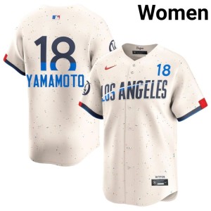 Cream Embroidery Women's Yoshinobu Yamamoto #18 L.A. Dodgers Jersey 320050-515