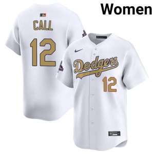 White #12 Alex Call Los Angeles Dodgers Women 2026 Gold Collection MLB Jerseys 561783-170
