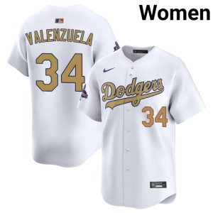 White Womens Fernando Valenzuela 2026 Gold Collection Limited L.A. Dodgers #34 Jerseys 354022-763