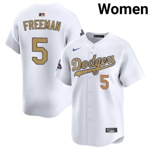 White 2026 Gold Collection Women Freddie Freeman LA Replica #5 Jersey 846940-768