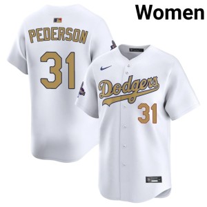 White #31 Joc Pederson Game Women 2026 Gold Collection LA Dodgers Jersey 146224-646
