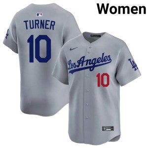 Grey Official Los Doyers Women's #10 Justin Turner Jerseys 531970-285