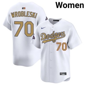 White Justin Wrobleski Stitched Dodgers #70 Women's 2026 Gold Collection Jerseys 683354-969