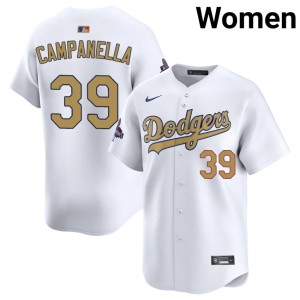 White Official Roy Campanella Women Los Angeles Dodgers #39 2026 Gold Collection Jerseys 777372-837