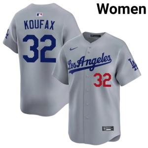 Grey #32 Dodgers Women 2026 Sandy Koufax Jersey 647640-323