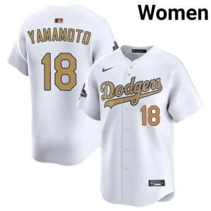 White The Boys in Blue #18 2026 Gold Collection Women Yoshinobu Yamamoto Authentic Jerseys 887939-906