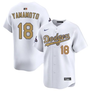 White 2026 Gold Collection 2026 The Dodgers Yoshinobu Yamamoto Mens #18 Jerseys 220590-647