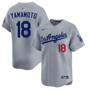 Grey Men #18 Stitched LA Yoshinobu Yamamoto Jerseys 489488-604