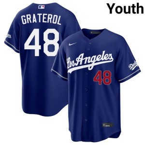 Royal #48 Embroidery Youth Brusdar Graterol Dodgers Jersey 292910-340