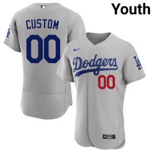 Gray Youth #00 Embroidery L.A. Dodgers Custom Jersey 713672-972