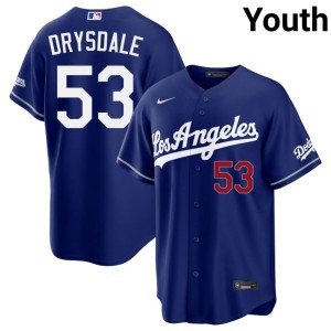 Royal Don Drysdale #53 L.A. Game Youth Jersey 494962-577