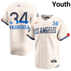 Cream Fernando Valenzuela #34 L.A. Dodgers Player Youth Jersey 717352-453