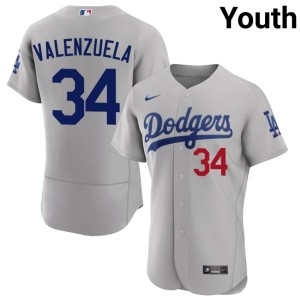 Gray Youth #34 Fernando Valenzuela Los Doyers Authentic Jersey 691985-920
