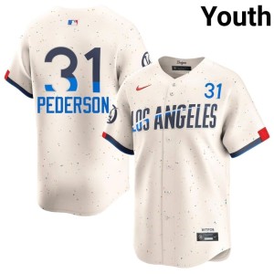 Cream L.A. Dodgers #31 Youth Joc Pederson Authentic Jersey 589971-792