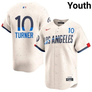 Cream Embroidery #10 Justin Turner LAD Youth Jersey 750425-792