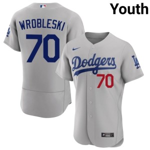 Gray Embroidery Justin Wrobleski #70 Youth Los Angeles Jerseys 491039-317