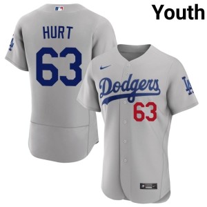 Gray LA Dodgers #63 Kyle Hurt Youth Embroidery Jerseys 103952-541