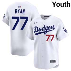 White MLB River Ryan #77 L.A. Dodgers Youth Jersey 646265-479