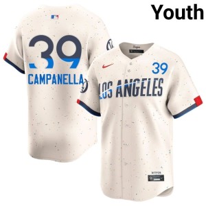 Cream LA Youth Official #39 Roy Campanella Jerseys 583375-591