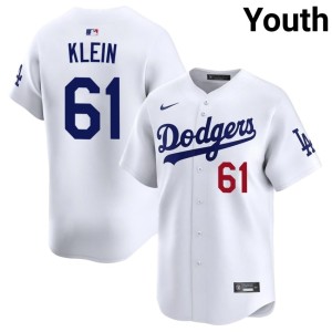 White Dodgers Player #61 Youth Will Klein Jersey 928604-970