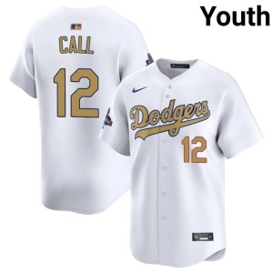 White #12 The Blue Crew Alex Call 2026 Gold Collection MLB Youth Jersey 830047-435