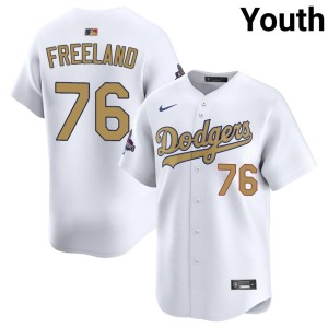 White Youth 2026 Gold Collection Stitched #76 LAD Alex Freeland Jersey 810059-637