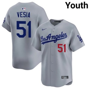 Grey Authentic #51 Alex Vesia Los Angeles Dodgers Youth Jersey 768815-729