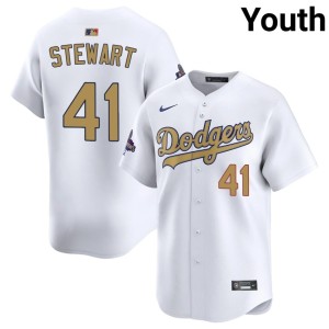 White Official Los Angeles Youth #41 2026 Gold Collection Brock Stewart Jerseys 795566-542